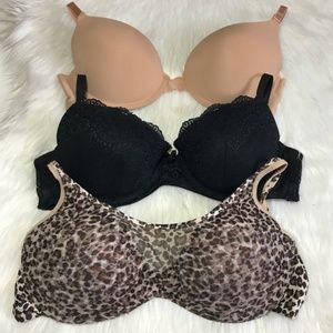 3 Bra Bundle Cheetah Tan Black 38c